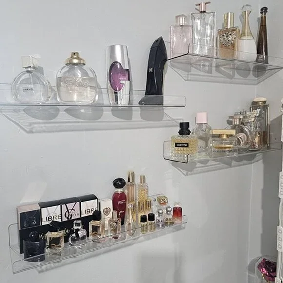 NEW 4 Pack Acrylic Shelves for Wall Storage, 15" Floating Bookshelves - Picture 6 of 8